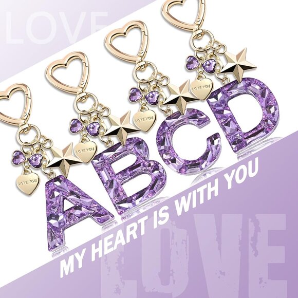 Charming Bling Keychain with Initial Letter & Colorful Rhinestones - Gift Ready! - Picture 4 of 6
